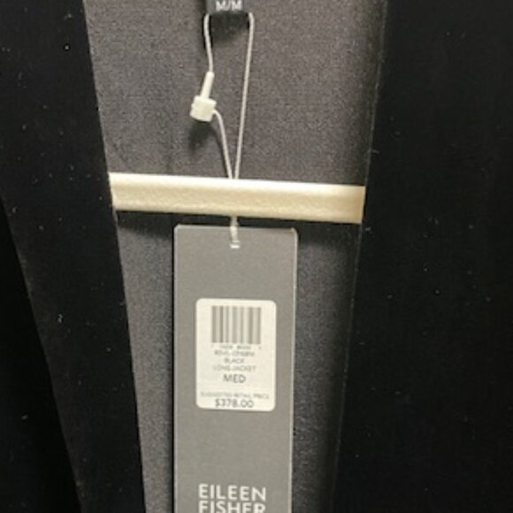 Eileen Fisher Black Velvet Long Open-Front Coat NWT Medium - Picture 3 of 5